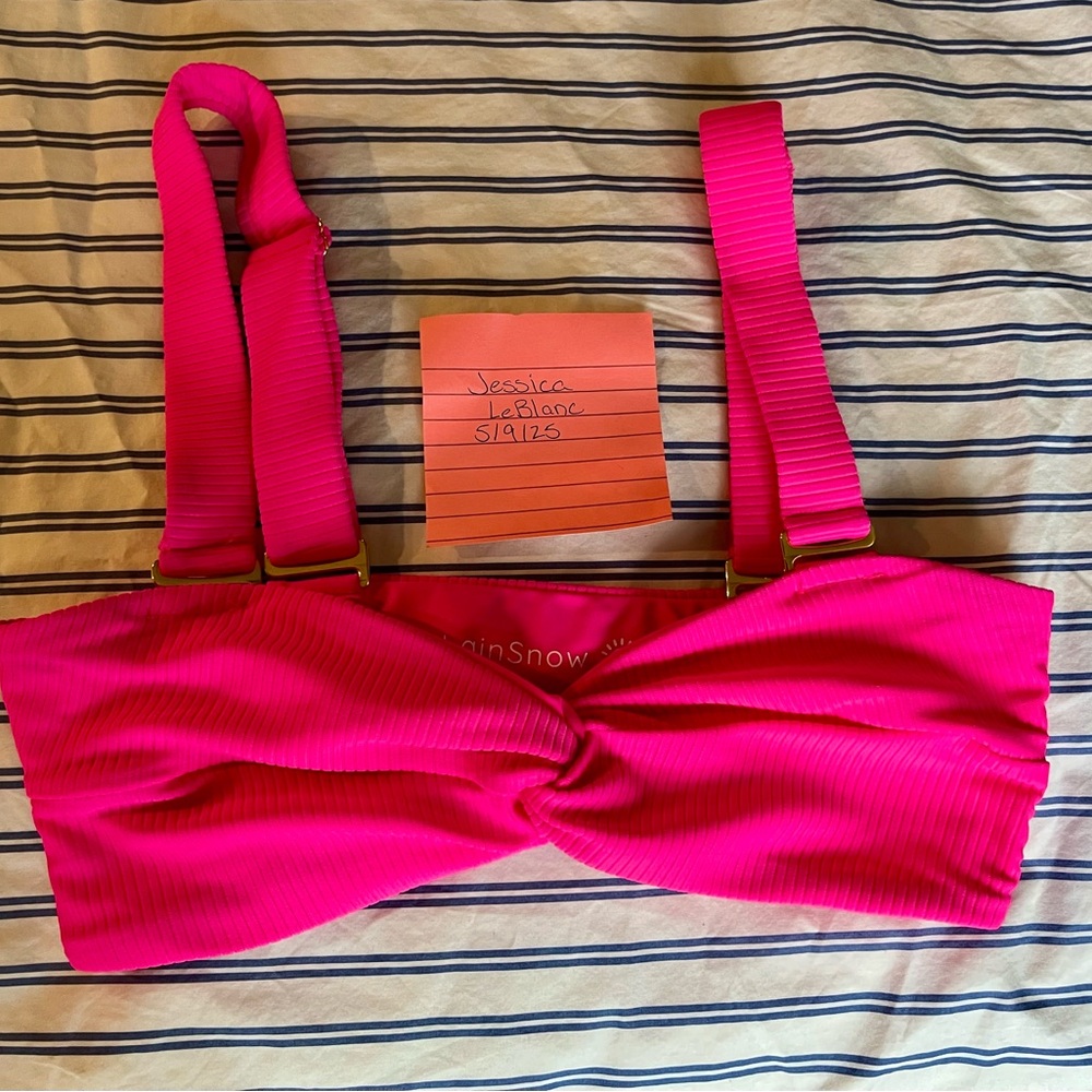Hot Pink Ribbed Bikini Top